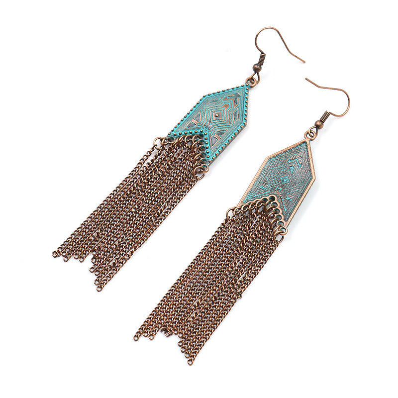 Wholesale Long Arrow Chain Tassel Geometric Earrings